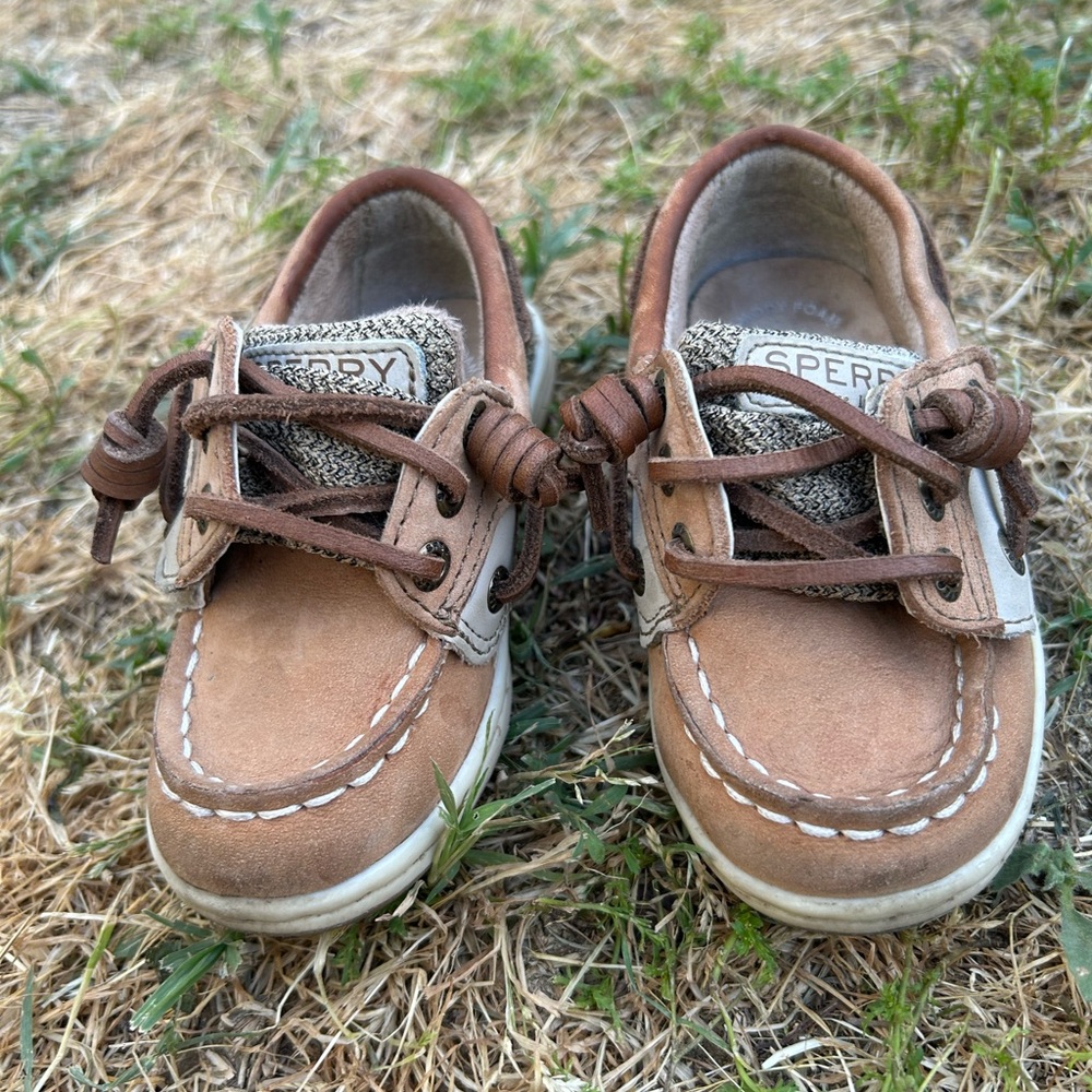 Sperry Kids Tan Suede Moccasin Boat Shoes